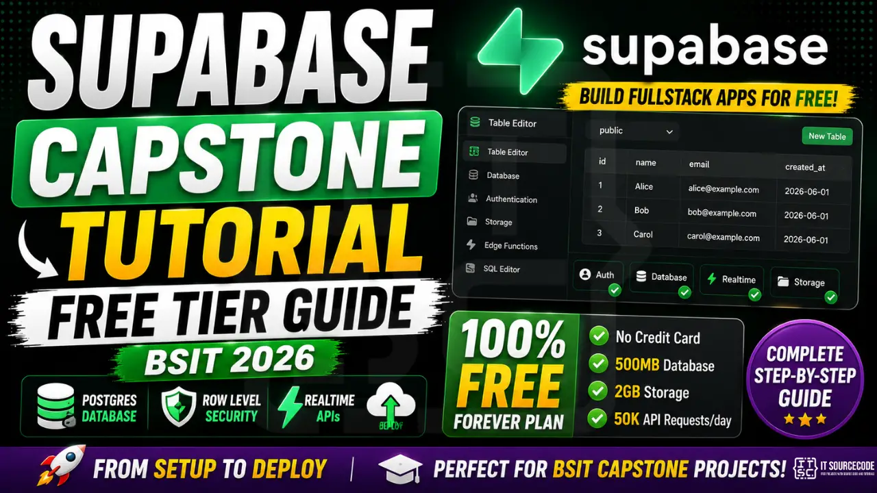 Supabase Capstone Tutorial Free Tier Guide (BSIT 2026)