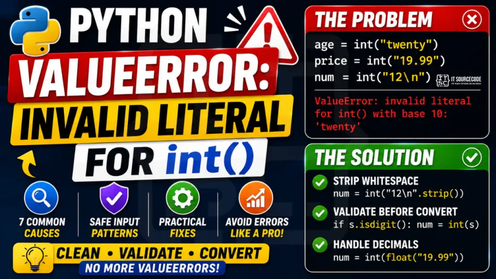 ValueError · Invalid Literal for int() · 7 Fixes · 2026