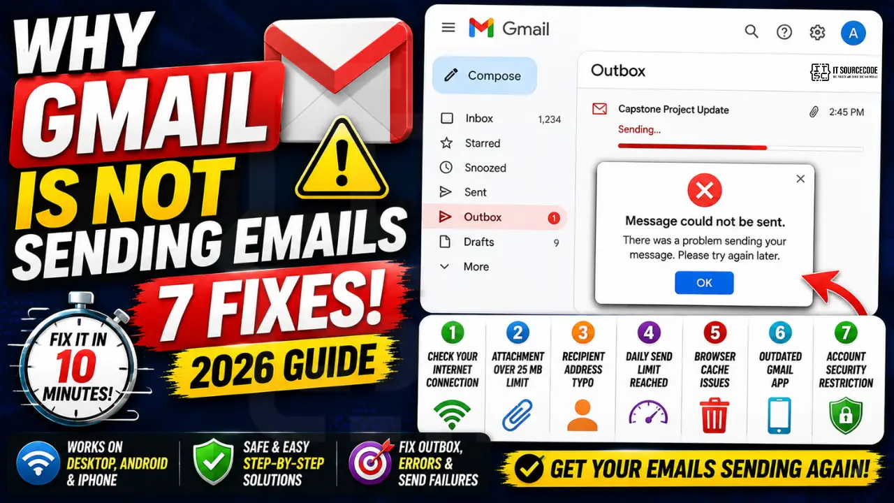 Why Gmail Is Not Sending Emails 7 Fixes (2026 Guide)