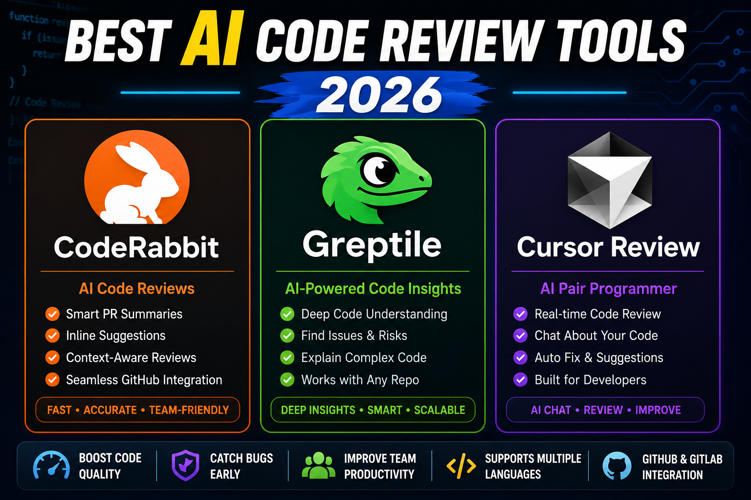 Best AI Code Review Tools 2026 (CodeRabbit, Greptile)