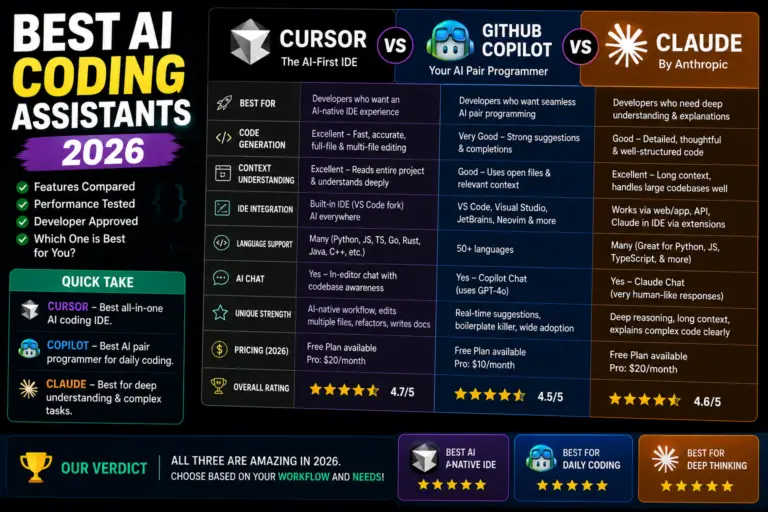 Best AI Coding Assistants 2026: Cursor vs Copilot vs Claude