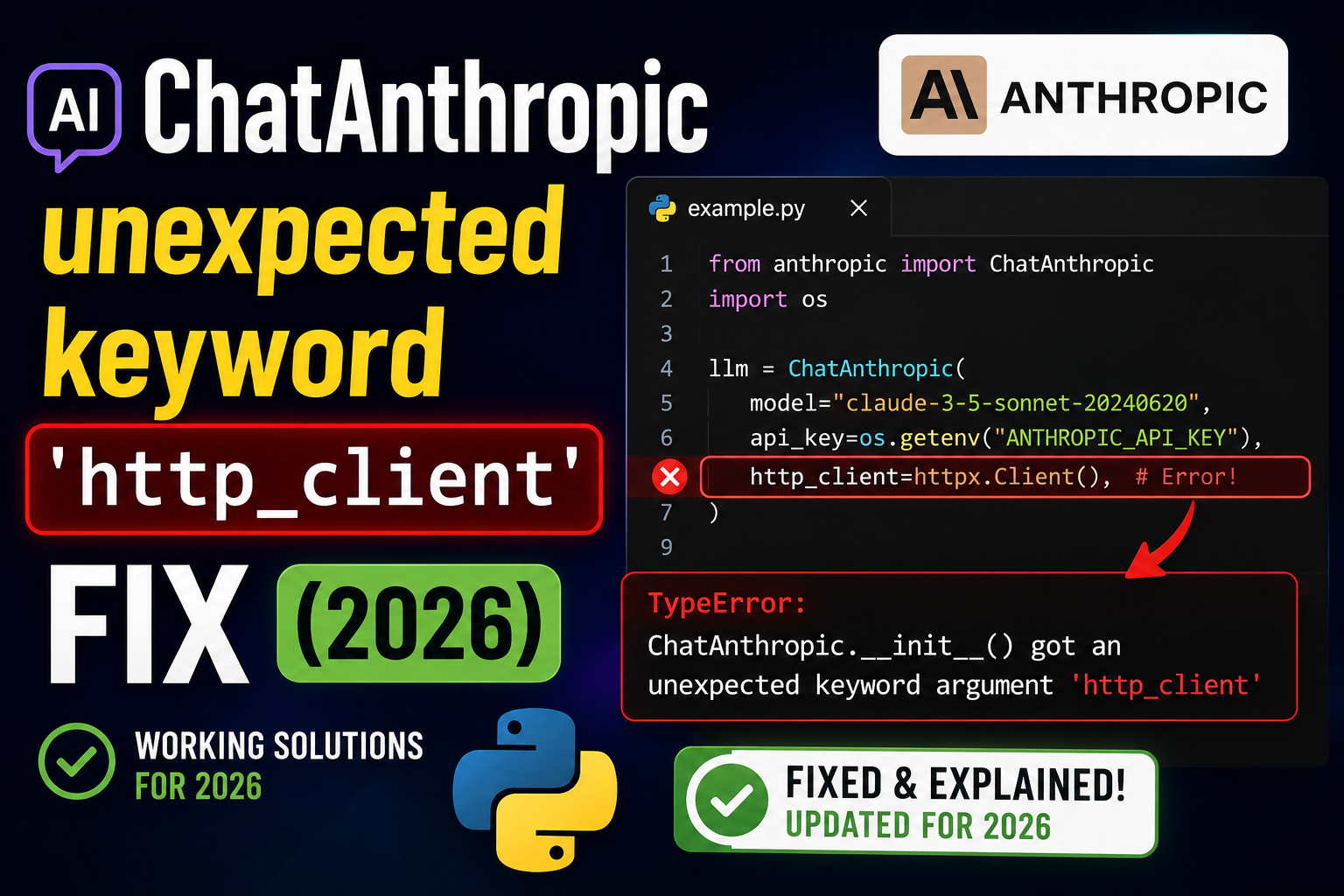 ChatAnthropic unexpected keyword 'http_client' Fix (2026)