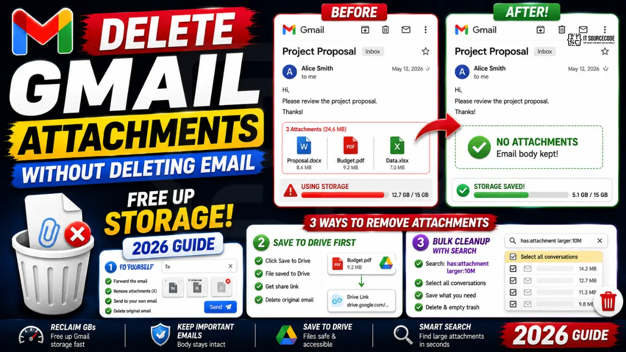 Delete Gmail Attachments Without Deleting Email (2026 Guide)