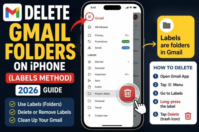 Delete Gmail Folders on iPhone (Labels Method 2026)