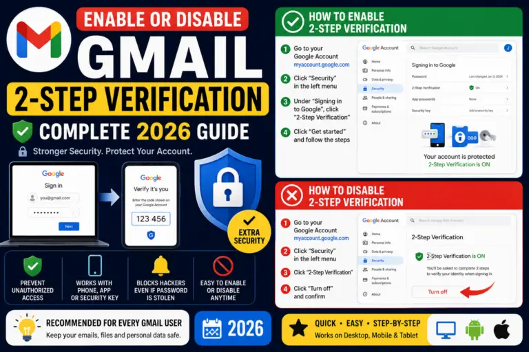 Enable or Disable Gmail 2-Step Verification (2026 Guide)