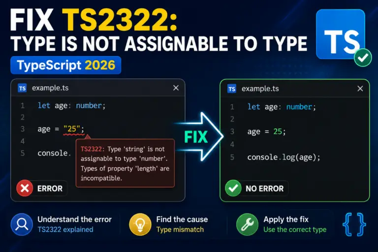 Fix TS2322: Type is not assignable to type (TypeScript 2026)