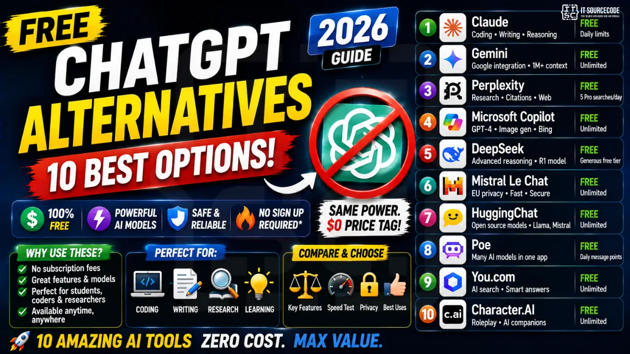Free ChatGPT Alternatives (10 Best Options 2026)