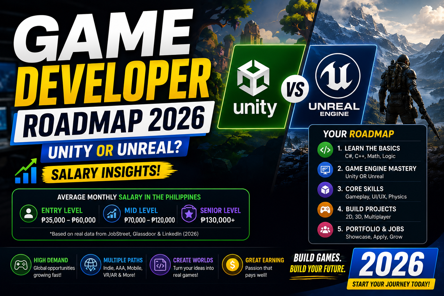 Game Developer Roadmap 2026: Unity or Unreal (Salary)