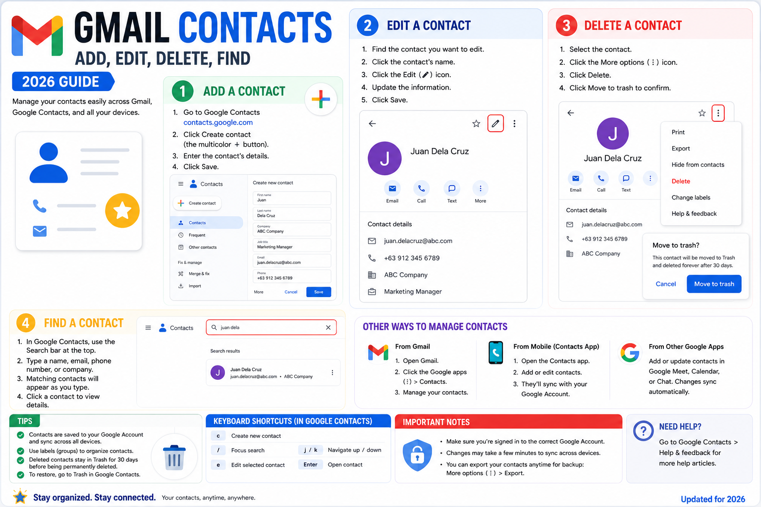 Gmail Contacts: Add, Edit, Delete, Find (2026 Guide)