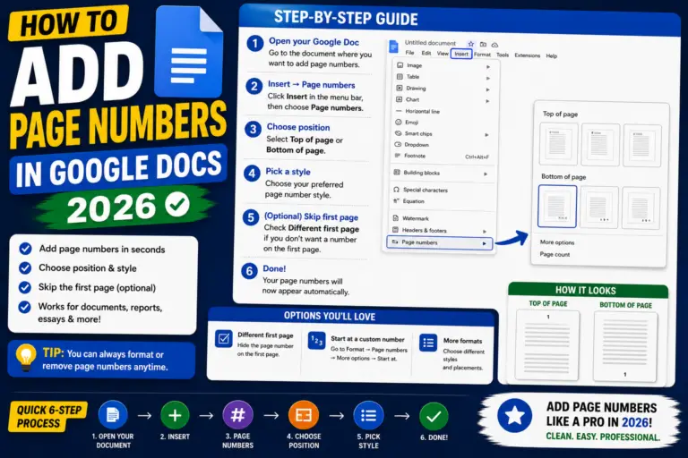 How to Add Page Numbers in Google Docs (2026)