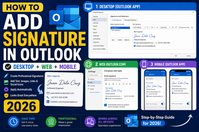 How to Add Signature in Outlook (Desktop + Web + Mobile 2026)