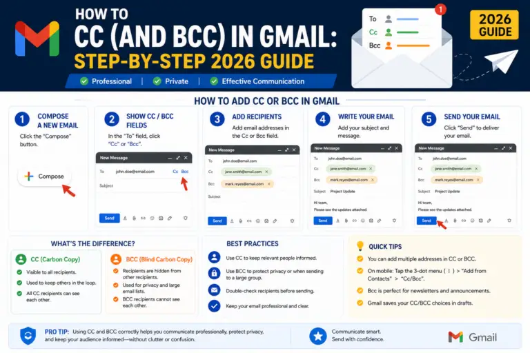 How to CC (and BCC) in Gmail: Step-by-Step 2026 Guide