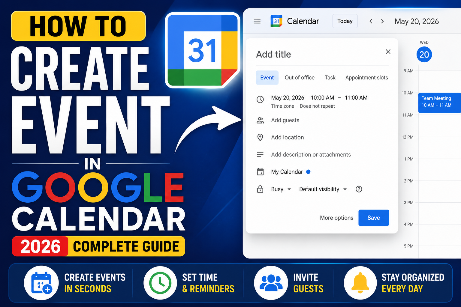 How to Create Event in Google Calendar (2026 Complete Guide)
