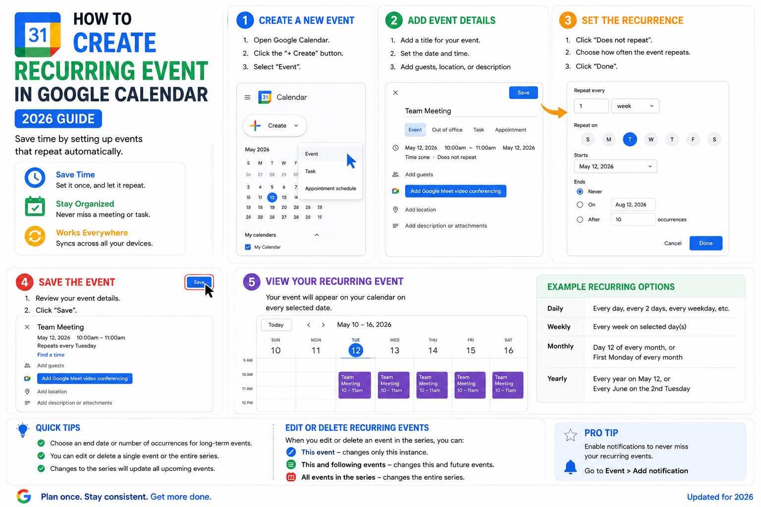 How to Create Recurring Event in Google Calendar (2026)