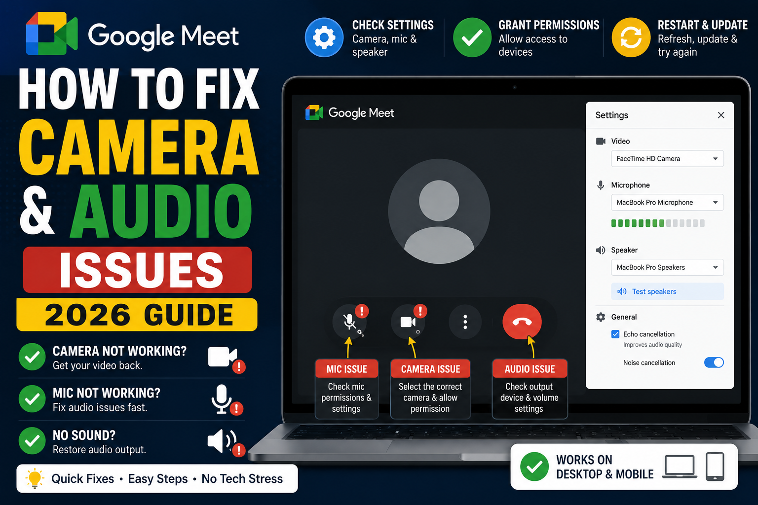 How to Fix Google Meet Camera and Audio Issues (2026 Guide)