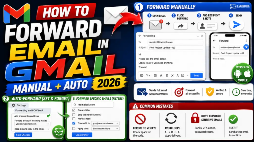 How to Forward Email in Gmail (Manual + Auto, 2026)