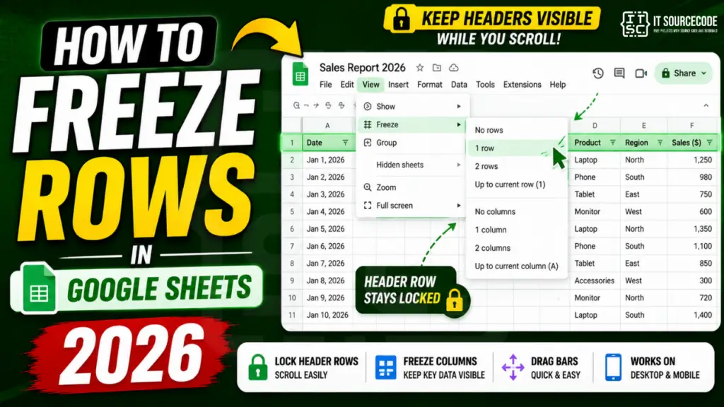 How to Freeze Rows in Google Sheets (2026)
