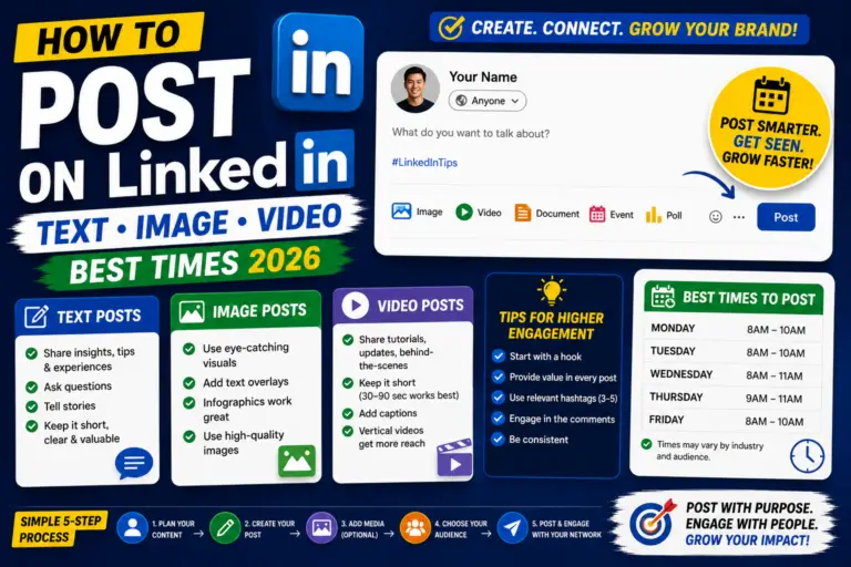 How to Post on LinkedIn (Text Image Video Best Times 2026)
