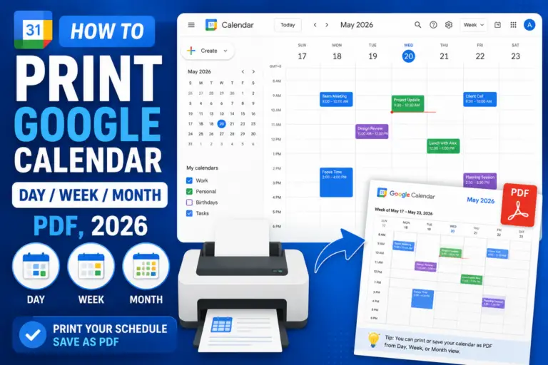 How to Print Google Calendar (Day / Week / Month PDF, 2026)
