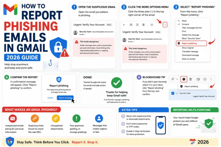 How to Report Phishing Emails in Gmail (2026 Guide)