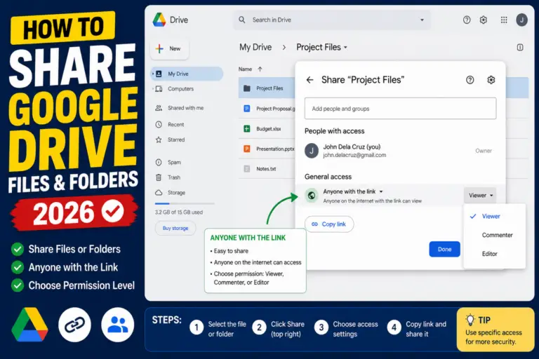 How to Share Google Drive Files and Folders (2026)