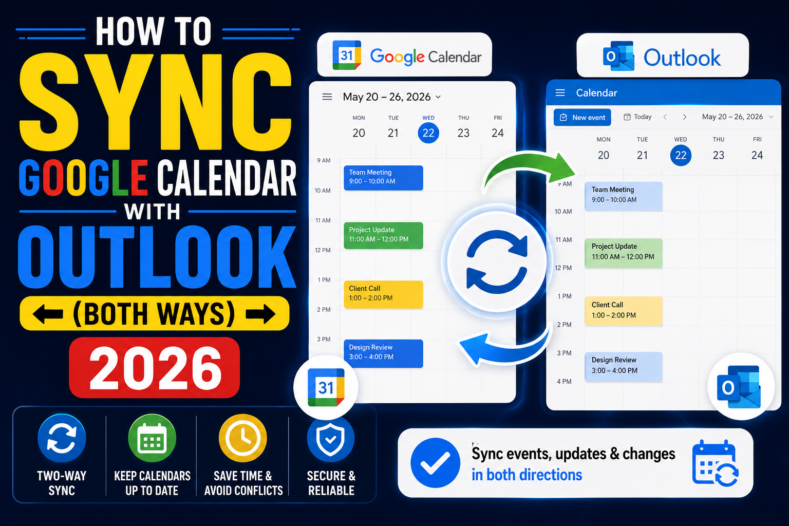 How to Sync Google Calendar with Outlook (Both Ways 2026)