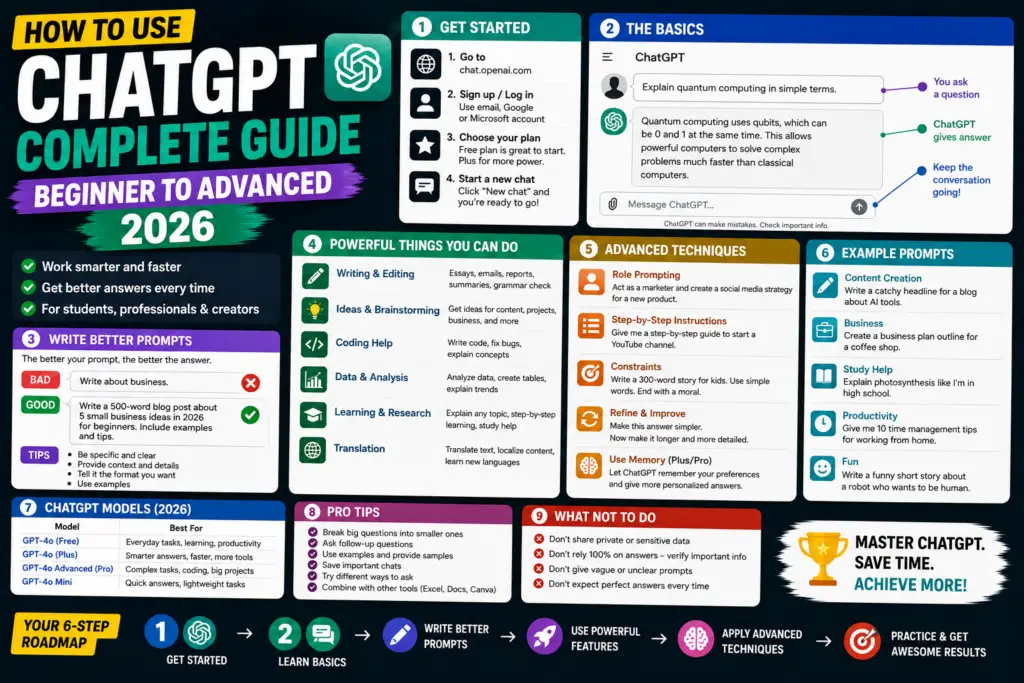 How to Use ChatGPT (Complete Beginner to Advanced 2026)