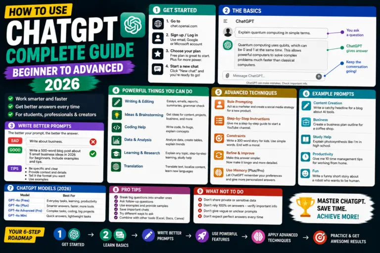 How to Use ChatGPT (Complete Beginner to Advanced 2026)