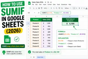 How to Use SUMIF in Google Sheets (SUMIFS + Multiple 2026)