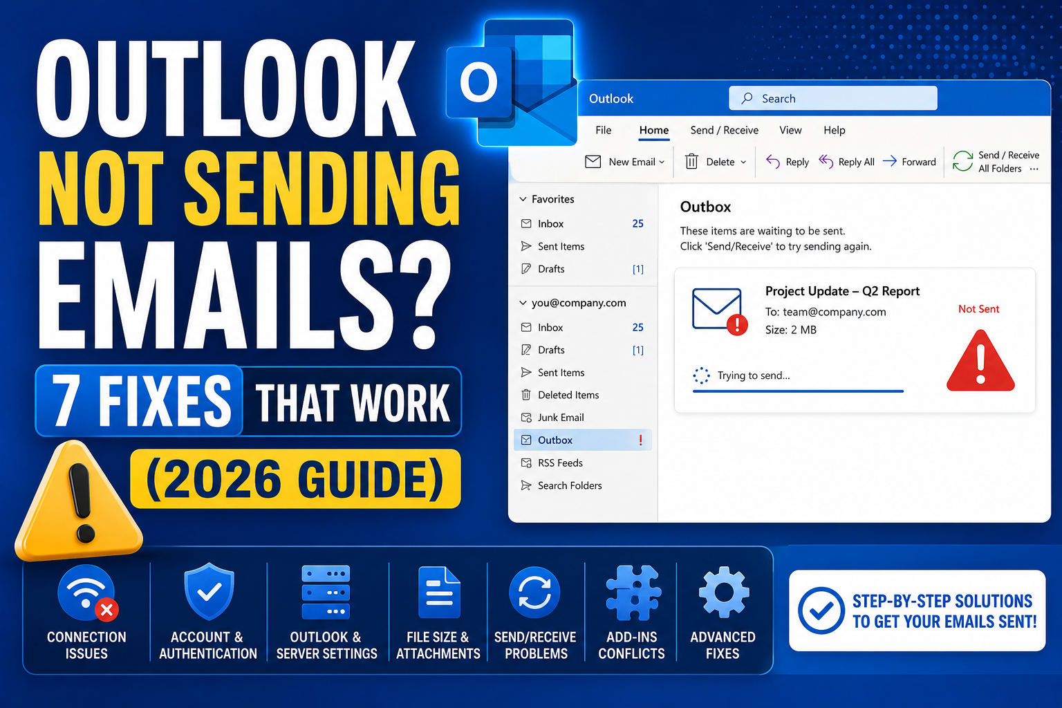 Outlook Not Sending Emails? 7 Fixes That Work (2026 Guide)