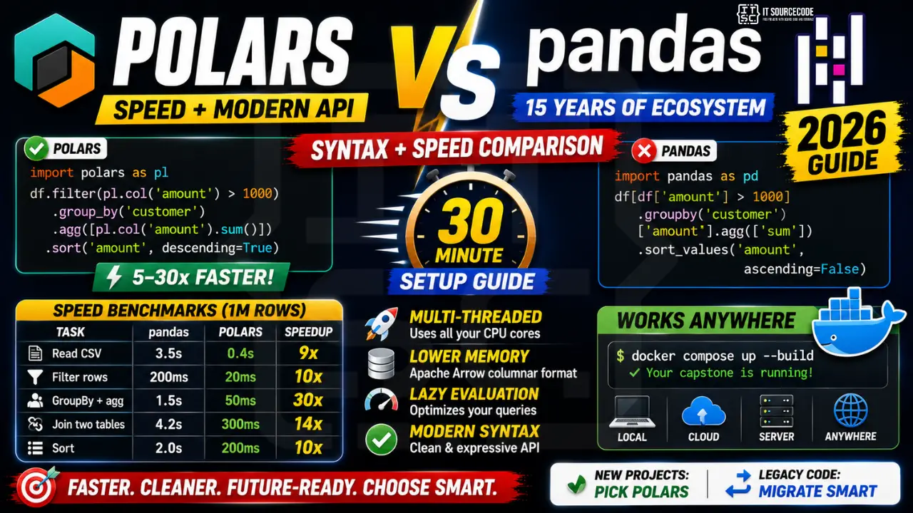 Polars vs pandas (Speed Syntax Comparison 2026)