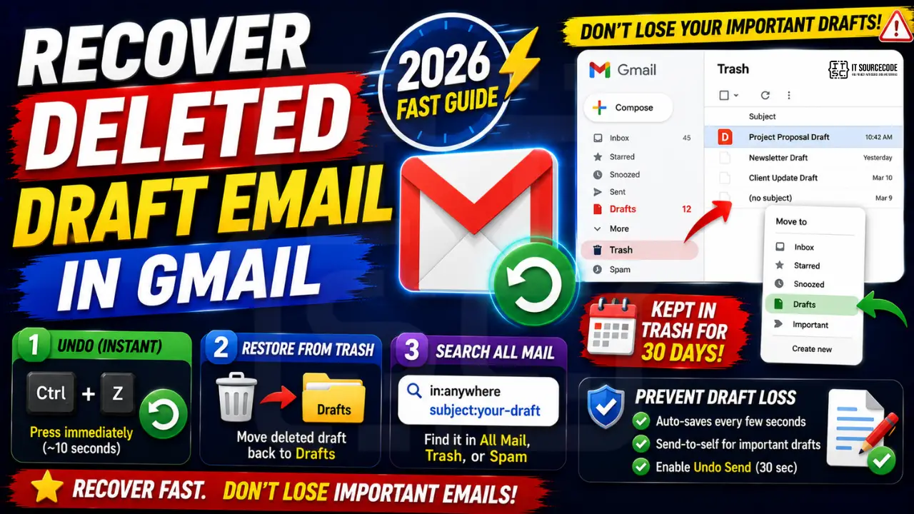 Recover Deleted Draft Email in Gmail (2026 Fast Guide)