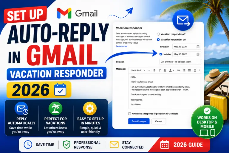Set Up Auto-Reply in Gmail (Vacation Responder 2026)