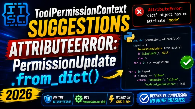ToolPermissionContext.suggestions AttributeError: PermissionUpdate.from_dict() (2026)