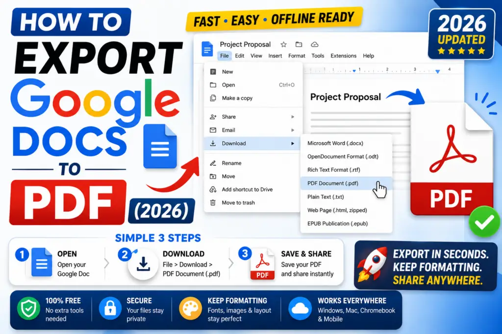 How to Export Google Docs to PDF (Download + Email 2026)