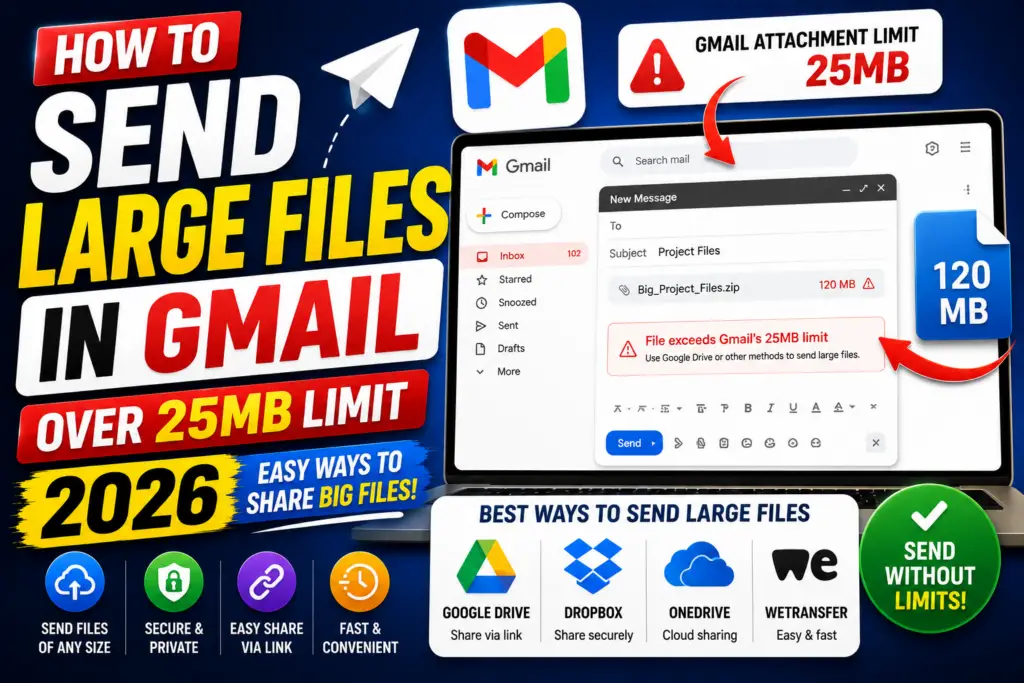 How to Send Large Files in Gmail Over 25MB Limit (2026)