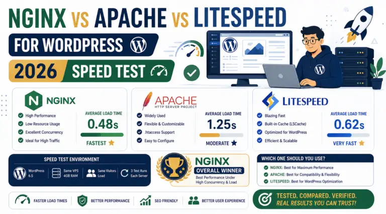 NGINX vs Apache vs LiteSpeed for WordPress 2026 (Speed Test Results)