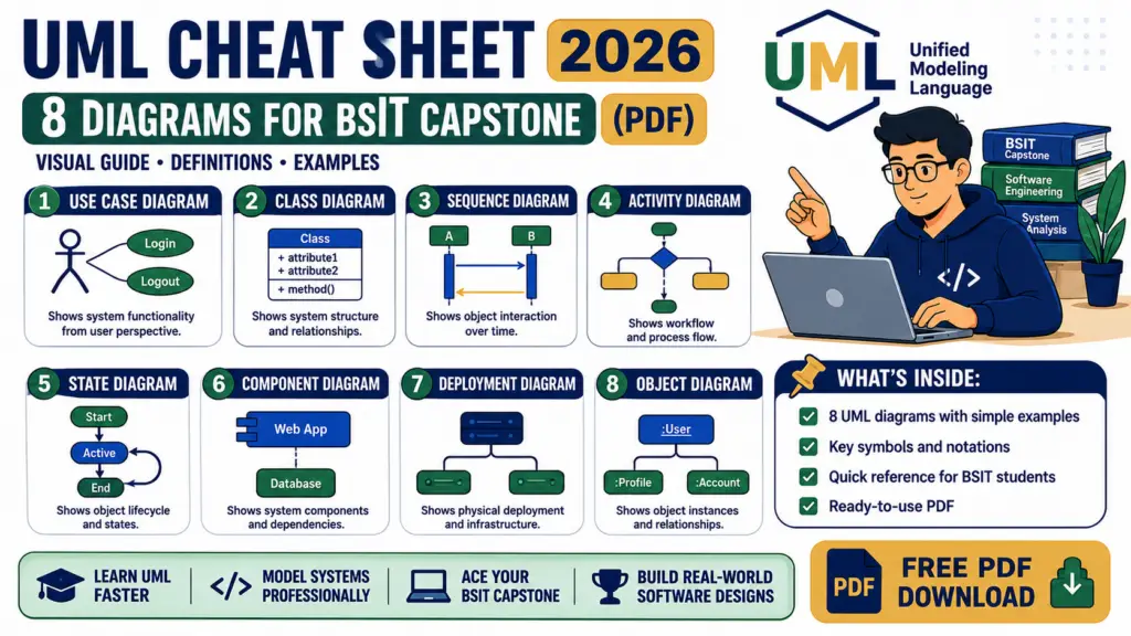 UML Cheat Sheet 2026: 8 Diagrams for BSIT Capstone (PDF)