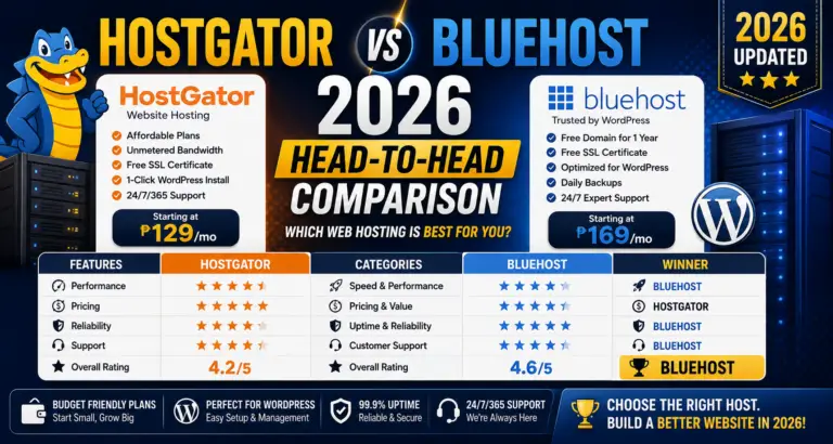 HostGator vs Bluehost 2026: Head-to-Head Comparison