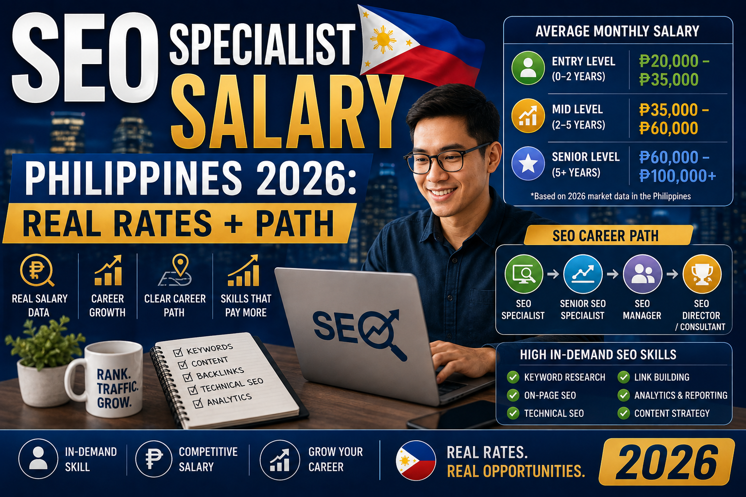 SEO Specialist Salary Philippines 2026: Real Rates + Path