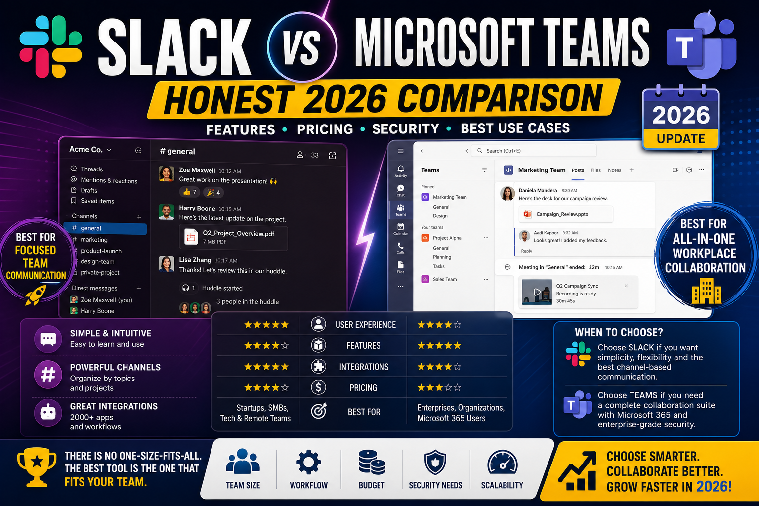 Slack vs Microsoft Teams: Honest 2026 Comparison