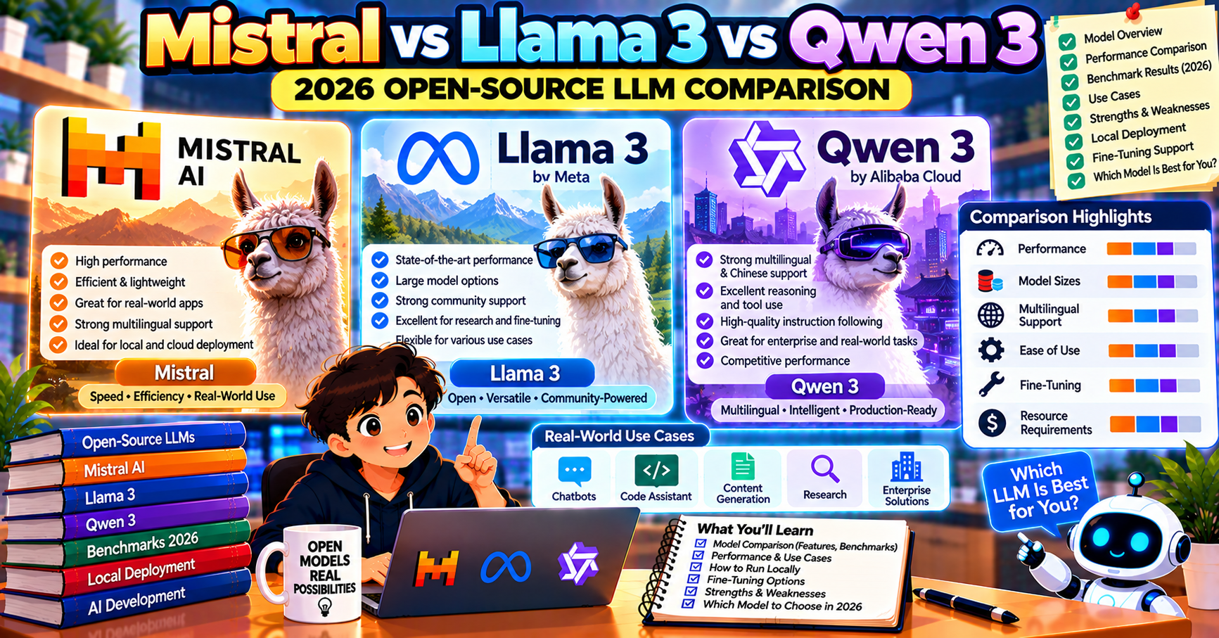 Mistral vs Llama 3 vs Qwen 3: 2026 Open-Source LLM Comparison